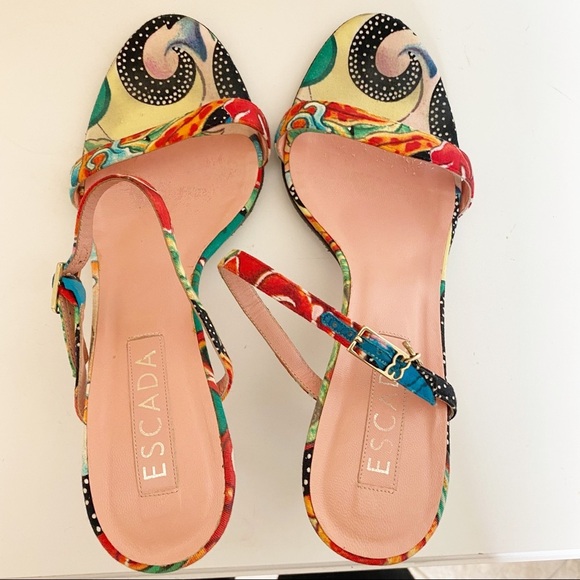 ESCADA- Colorful Strappy Heels Size 39/ US 9 - Picture 7 of 9